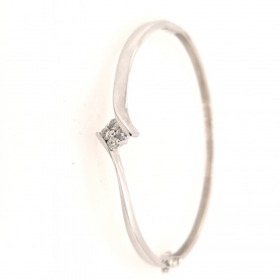 Pre Owned 9ct White Gold Diamond Set Bangle ZX418